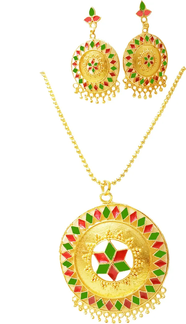 Assamese_Traditional_Red_And_Green_Colour_Japi_Jewellery_Set_For_Women